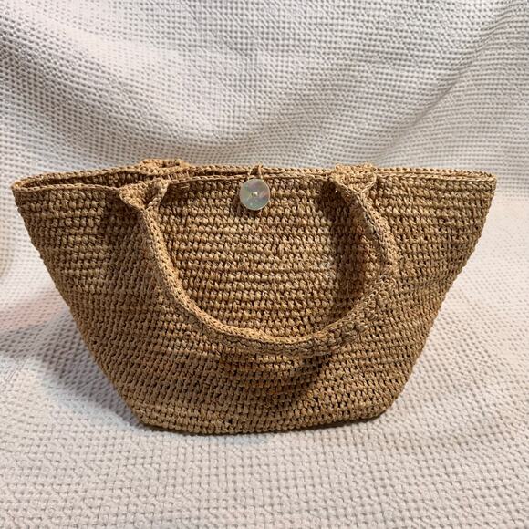 Annabel Ingall Handmade Woven Raffia Bohemian Summer Beach Tote - Picture 2 of 3